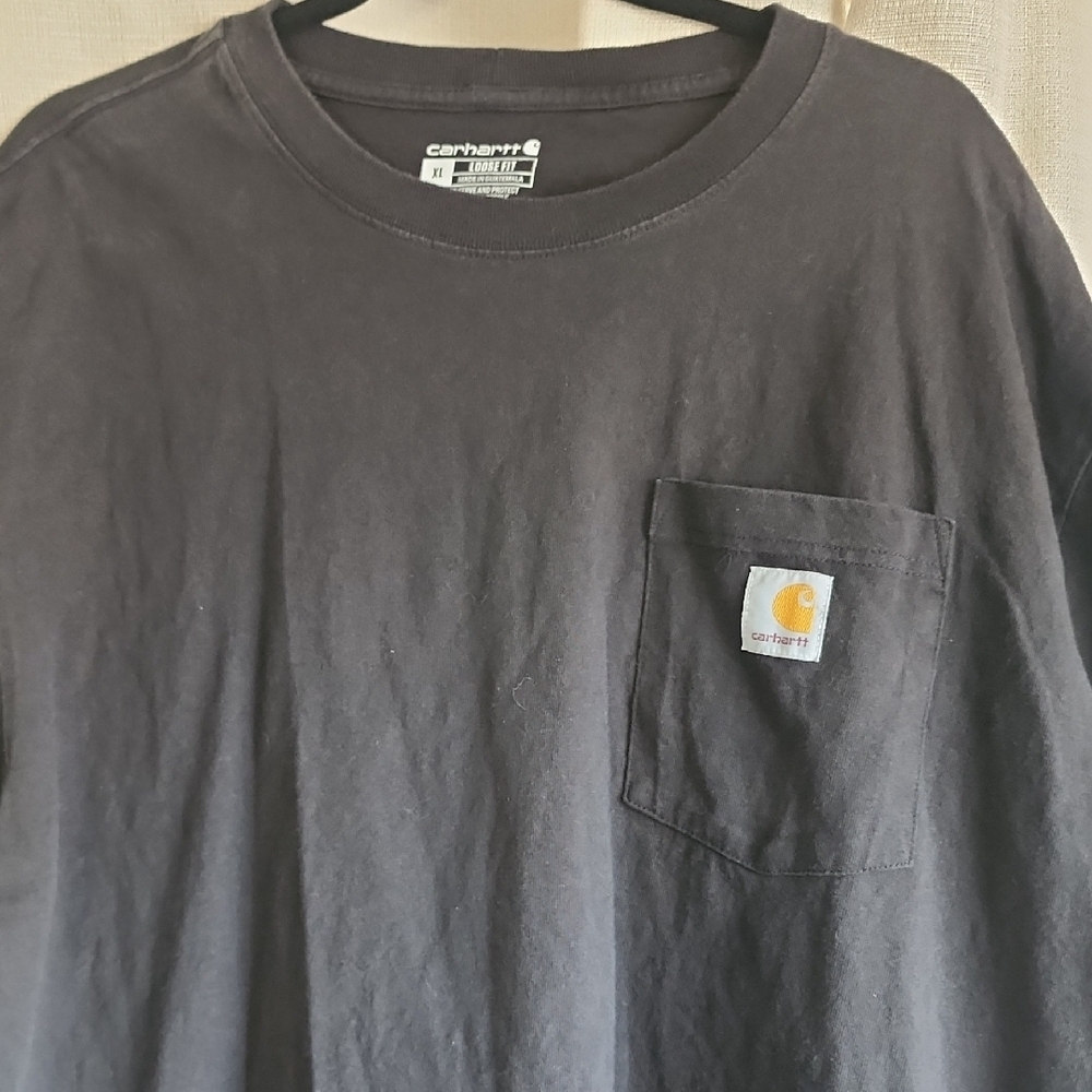Carhartt Black Pocket Tee with Gold Logo Patch